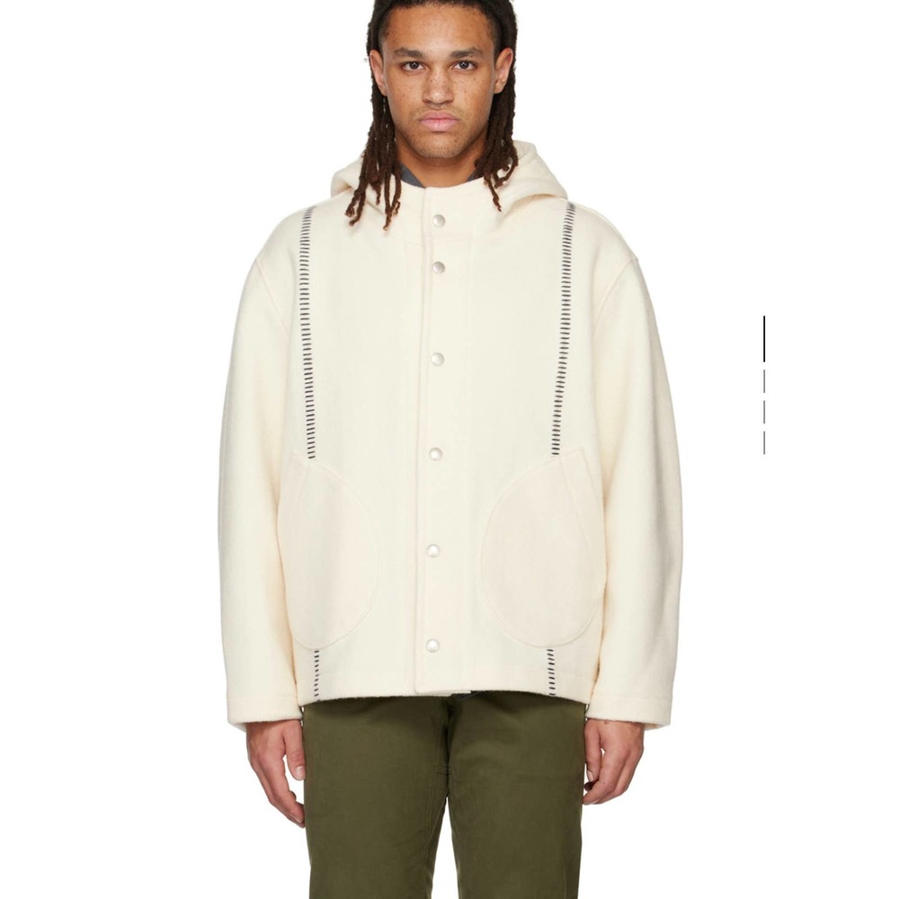 3MAN AW20 Off-White Wool Blanket Hooded Jacket Made in UK